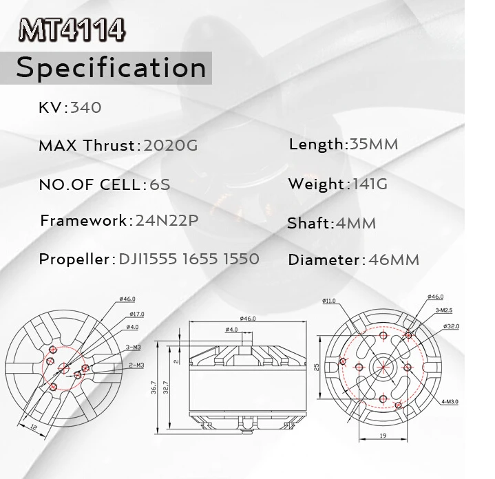 EMAX MT4114 340KV KV340 плюс поток бесщеточный мотор для FPV Multicopter Quadcopter часть