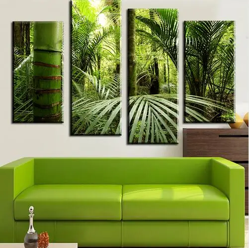 Фото Картина на холсте с изображением красивых тропических джунглей 4 шт.|Рисование и