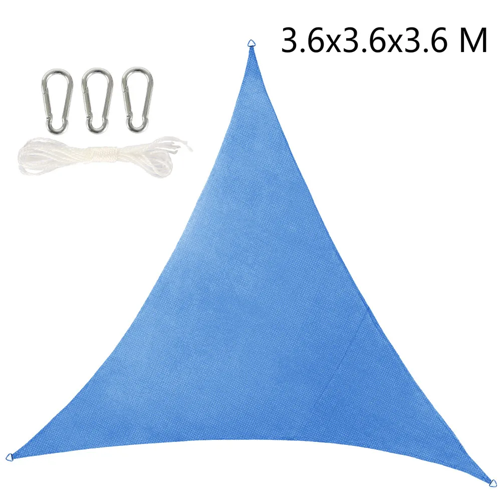 Blue 3.6x3.6x3.6M Треугольник Защита от солнца сетка УФ Защита открытый навес сад патио шторы для бассейна парус тент Кемпинг палатка для пикника - Цвет: Blue 3.6x3.6x3.6M
