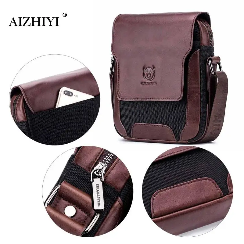 Brand Genuine Leather men's Crossbody Bag cow leather Shoulder Vintage Messenger Handbags for Men High Quality Casual Bag