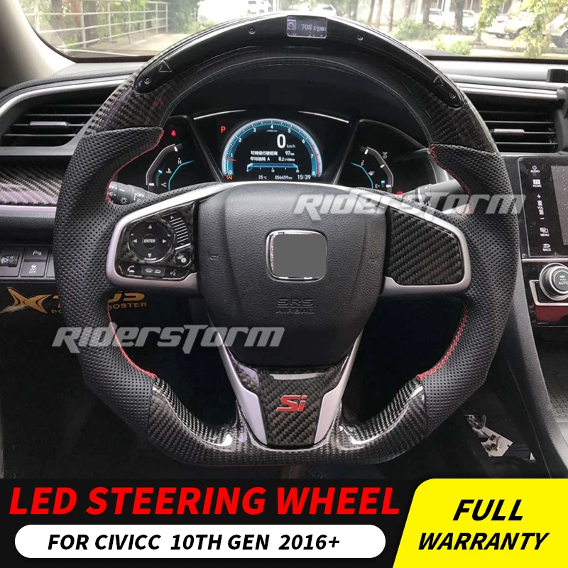 Для Honda, для civic 10th gen, углеродное волокно, руль, гоночный дисплей, ЖК-экран, измерительный прибор, светодиодный, гоночный руль