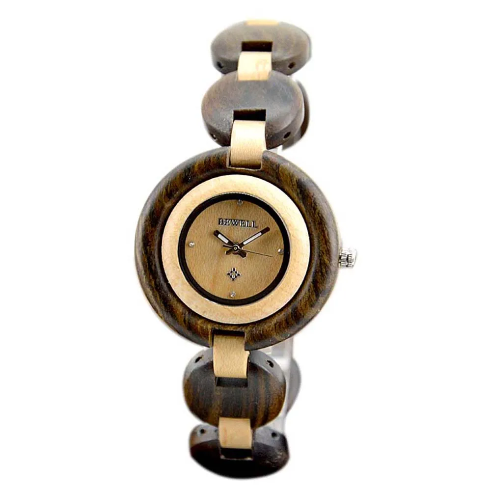 BEWELL деревянные Роскошные Брендовые женские оригинальные часы gaiety с маленьким