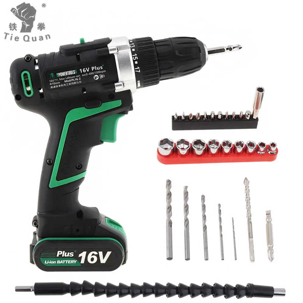 100 - 240V Cordless 16V Electric Screwdriver / Drill with  Adjustment Switch and 29pcs  Set for Handling Screws / Punching