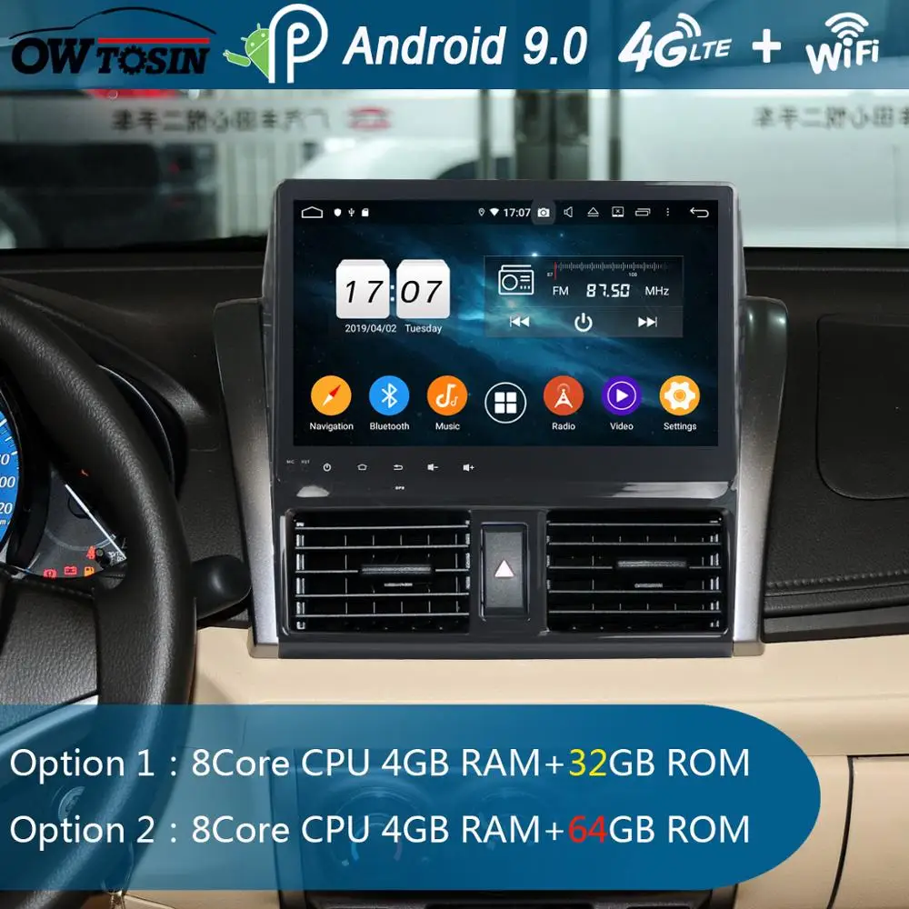 Мультимедийный проигрыватель для Toyota Vios Yaris L 10 1 9 0 дюйма IPS Android 2013 8 ядер 4 Гб + 64 ГБ