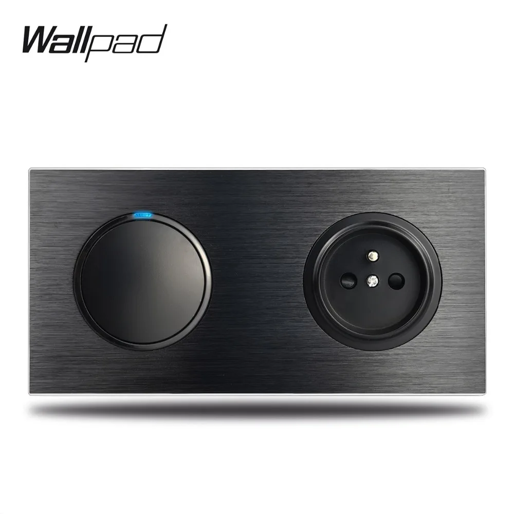 Wallpad L6 черный металлический 1 Gang переключатель с французская настенная