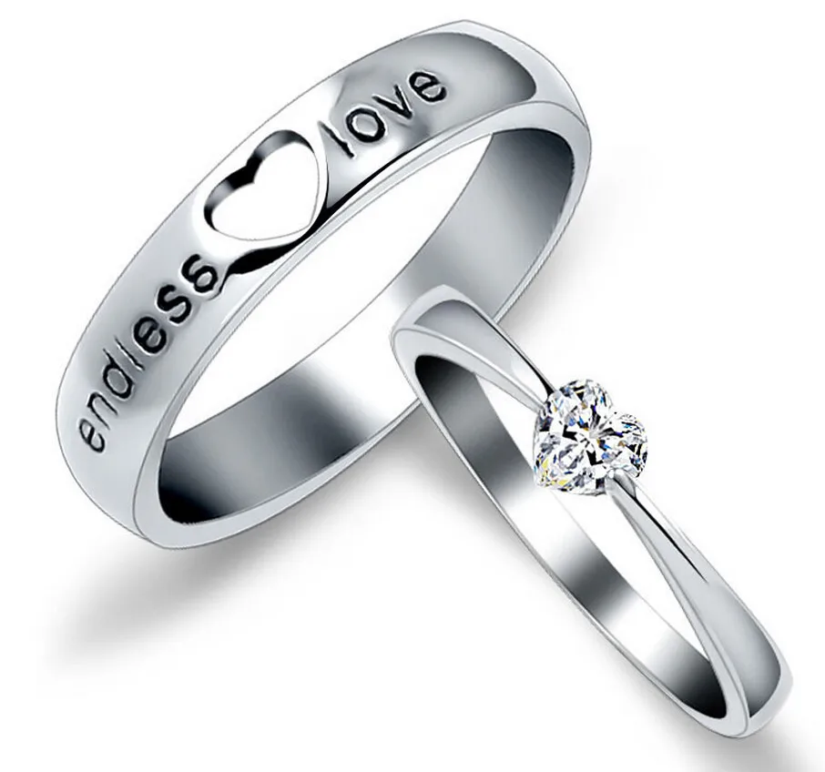 2016 Сердце Циркон Бесконечная любовь Обручальное кольцо свадебные кольца для пар