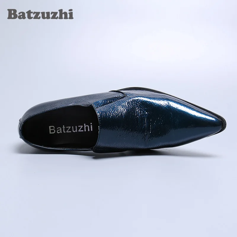 Batzuzhi роскошные мужские туфли с острым носком синие классические из натуральной