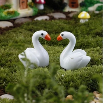 1PC White Swan 1 шт., модные фигурки, полимерные миниатюры, животные, олень, милая лошадь, ремесло, совы, панда, свинья, украшение для дома, садовое украшение - Цвет: 1PC White Swan