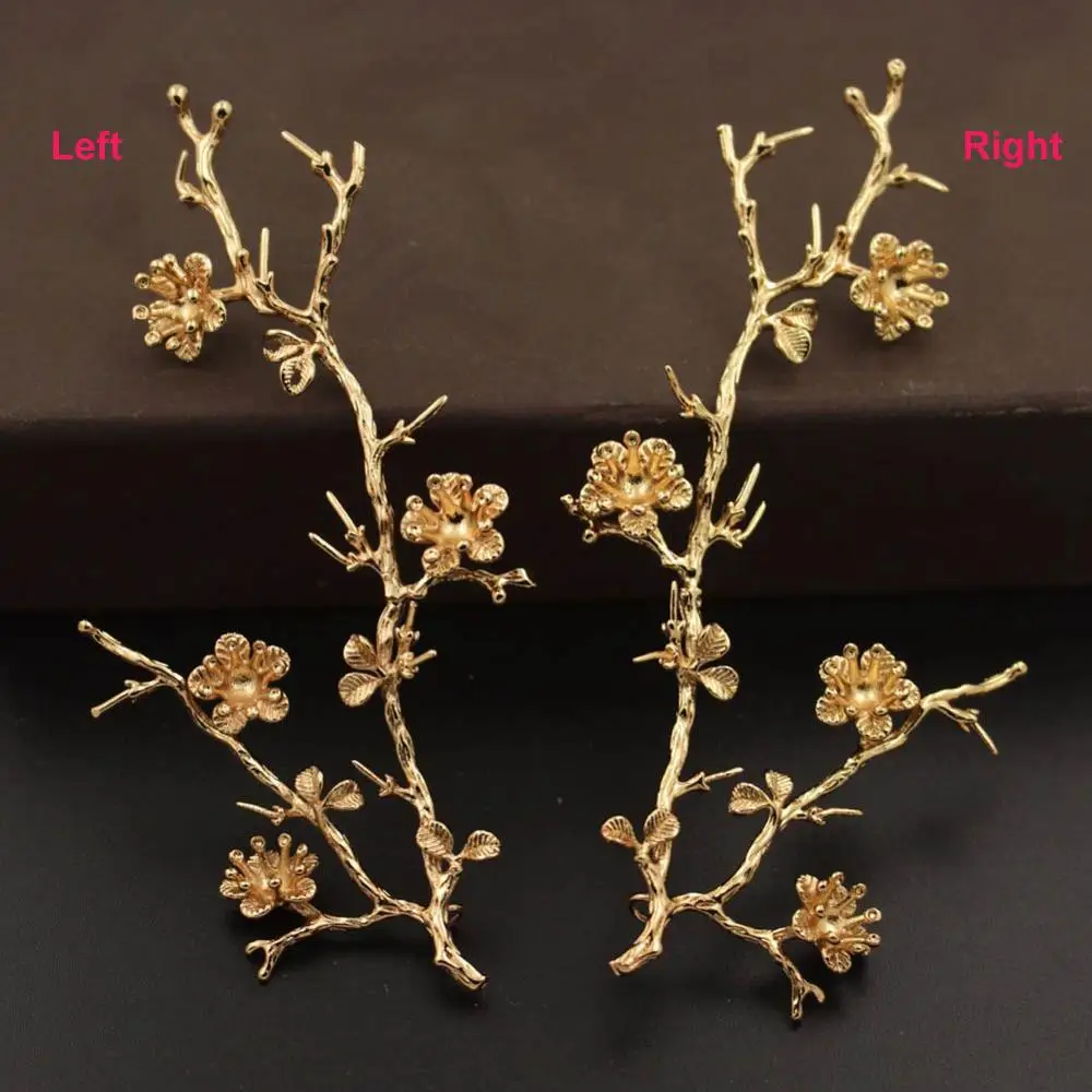 plum flower branch 10 шт. латунный литой цветок сливы Дерево лист ветка для полуотверстия бусины кулон Шарм качество Золото Цвет DIY материалы ювелирные изделия поставки - Цвет: plum flower branch