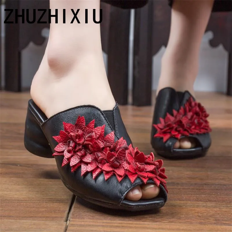 ZHUZHIXIU/бесплатная доставка Новинка 2019 года летние женские шлепанцы из натуральной