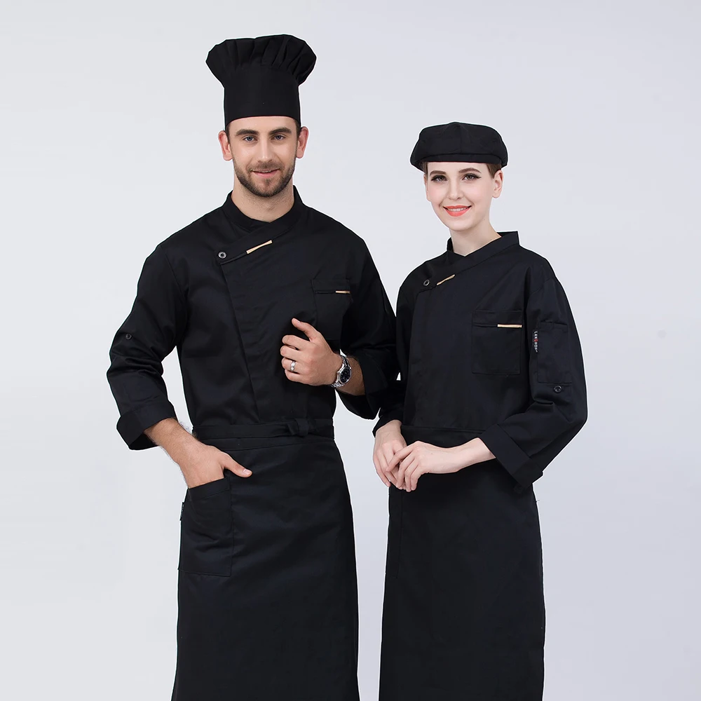 С длинными рукавами на одно плечо Высококачественная ресторанная кухня готовка топы Одежда для мужчин женщин шеф-повара Спецодежда Одежда для кафе