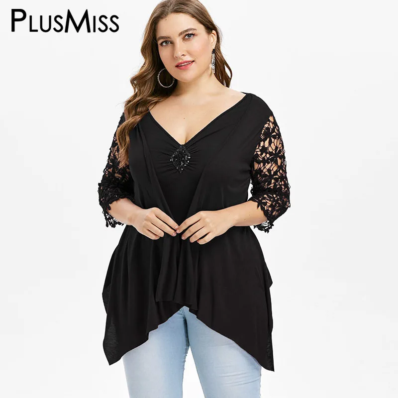 PlusMiss размера плюс 5XL ложный костюм двойка Цветочная расцветка для офиса