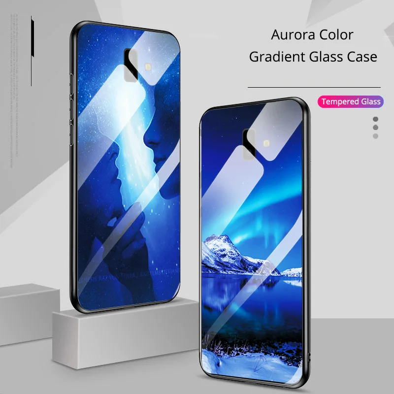 Tempered Glass Case For Sansung J4 J6 2018 City Glossy Cover Plus J415F J600F Bumper |