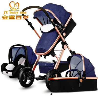 blue Золотая детская коляска, популярная детская коляска 3 в 1, ультра удобный светильник для путешествий, набор для автомобиля, детская коляска, 2 в 1, 3 в 1 - Цвет: blue