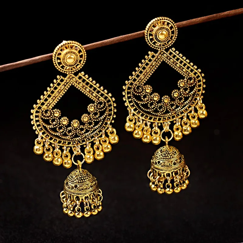 OIQUEI 20 пар индийские ювелирные изделия Jhumka Boho Большие колокольчики длинная ниспадающая Кисточка Серьги для женщин букле d'oreille femme
