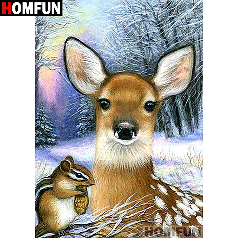 

Алмазная живопись HOMFUN A07010, полноразмерная/круглая вышивка «животное, олень», вышивка крестиком, домашний декор, подарок