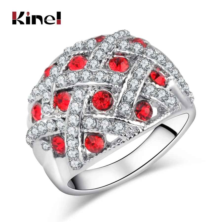 Женские винтажные обручальные кольца Kinel серебряное кольцо с овальным красным