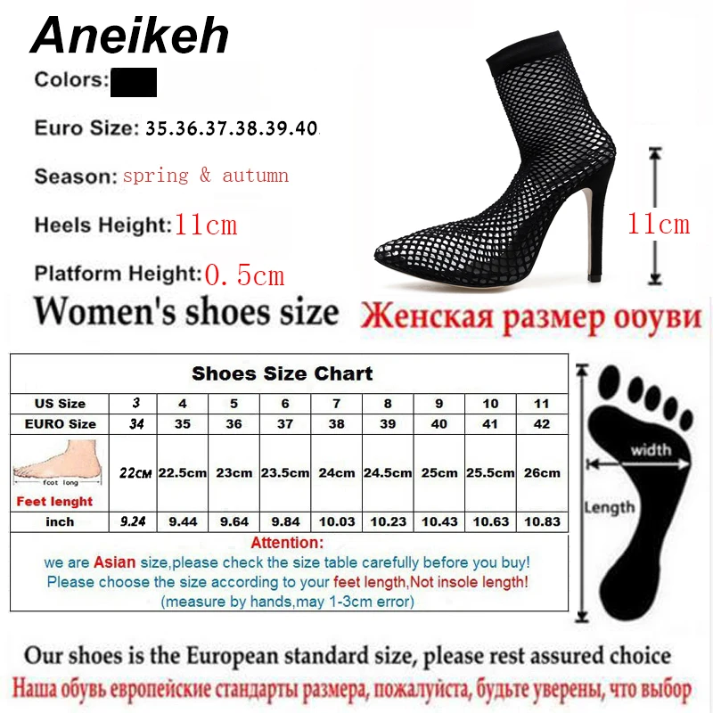 Женские сетчатые ботильоны Aneikeh модные Лоскутные из прозрачного ПВХ с острым