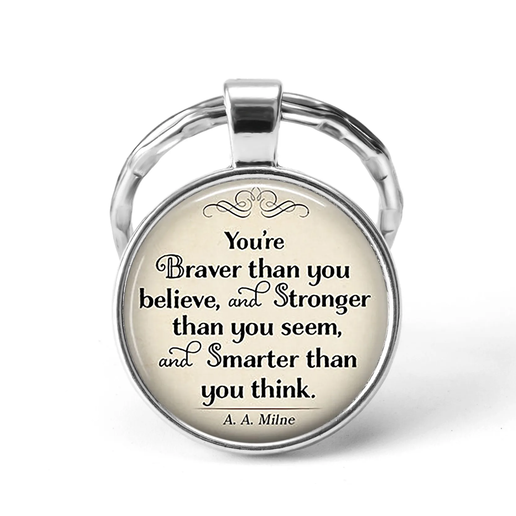 A.A.Milne You Are Braver Than Believe вдохновляющая Цитата брелок стеклянный кабошон