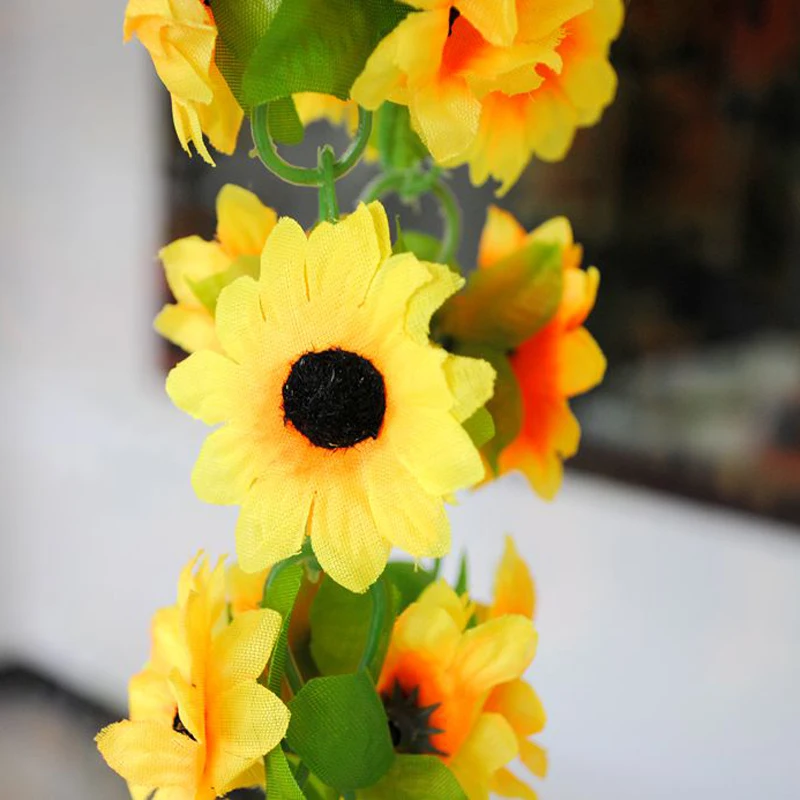 Лидер продаж 1 шт. искусственная желтая гирлянда Подсолнух шелковые свадебные