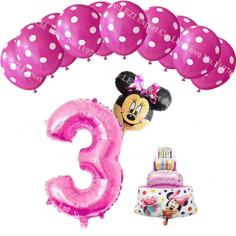 Pink 3 13 шт./лот Микки Минни Маус фольгированные шары-цифры 1 2 3 фольгированные шары мини торт globos baby shower День Рождения Декор поставки - Цвет: Pink 3