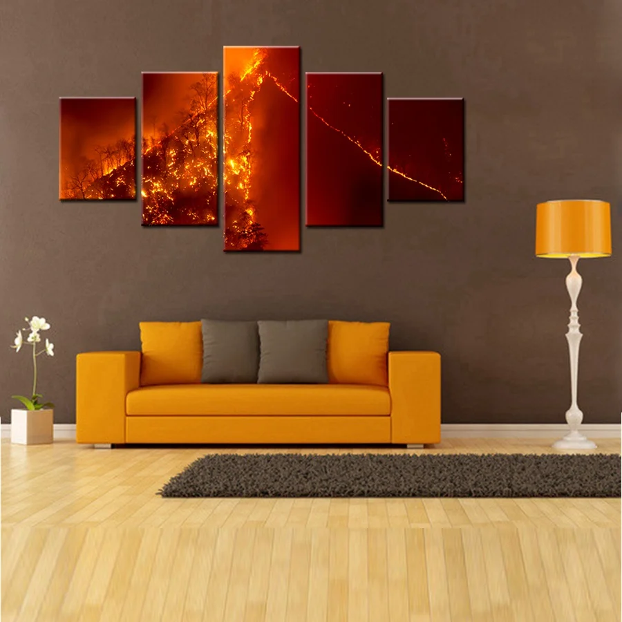 Настенный плакат с изображением красного огненного леса настенные картины