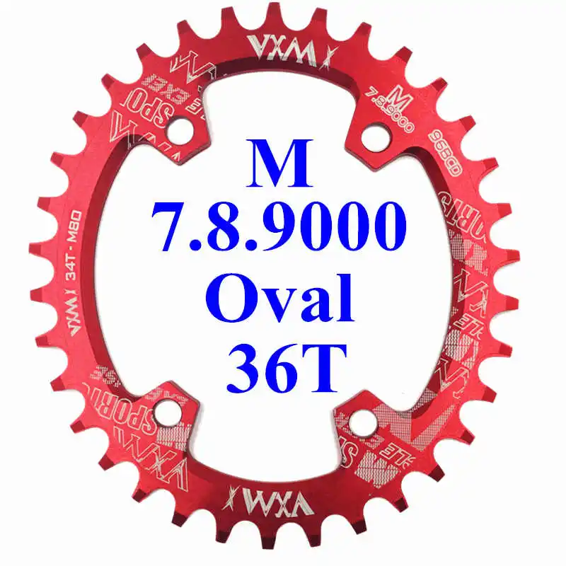 VXM Овальный 96BCD цепь MTB Горный BCD 96 велосипед 32T 34T 36T 38T зубной части пластины для M6000 M7000 M8000 - Цвет: M8O Oval 36T Red