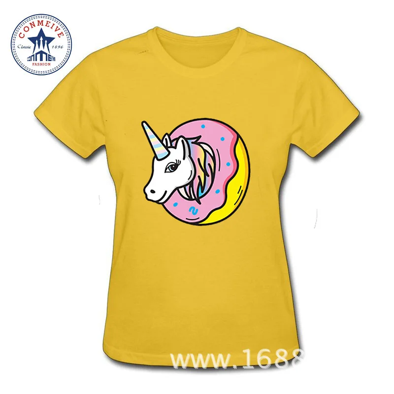 2017 пончик Единорог Мода Летний Стиль Хлопок Футболка для женщин|t shirts for women|fashion t