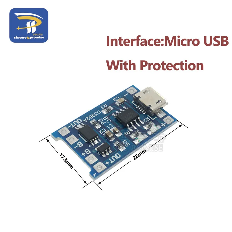 Зарядный Модуль TP4056 5 шт./лот Mini Micro USB Type c В 1A 18650 литиевая батарея зарядная плата с