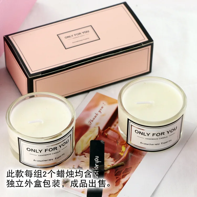 2pcs White 2 шт./кор. из соевого воска ароматическая свеча Романтический ароматерапевтическая свеча Стекло непригорающий бездымный противень экологическая свеча 5*3 см подарочный набор - Цвет: 2pcs White
