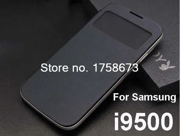 Умный чехол с откидной крышкой и окошком для экрана Samsung Galaxy S4 siv i9500 черной задней