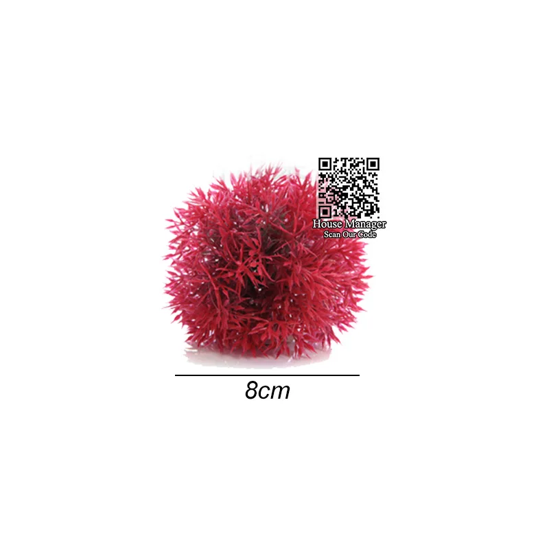 Aquarium Decoration Artificial Waterweed Moss Grass Ball 2 Colors Ornaments to Simulate Aquatic Plants for Fish Tank Landscape - Цвет: Dia8cm Red