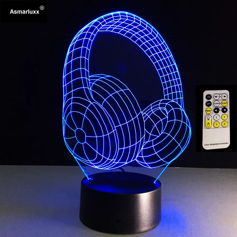 3D DJ наушники в форме иллюзии светильник дийная Музыкальная гарнитура с монитором