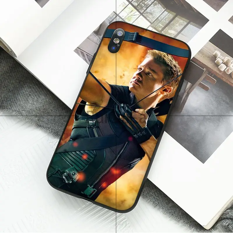 Смарт-чехол Ruicaica Marvel Avengers Hawkeye с черным корпусом для iPhone 8 7 6 6S Plus 5 5S SE XR X XS MAX |