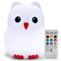 bird owl led night light touch remote control 9 colors dimmable timer rechargeable bedroom silicone lamp for children baby gift