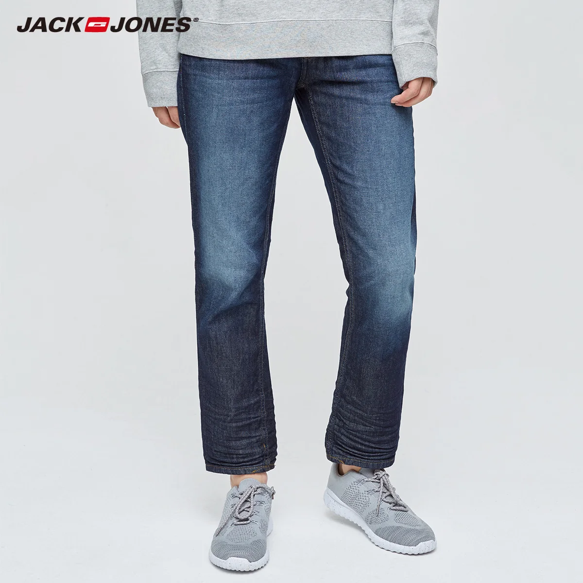 DENIM BLUE Jack&Jones Бренд Новинка Мужские Джинсы с Хлопка Брюки Джинсовые Нательный Фасон с Застёжками Хорошими Мужские одежды 217132558 - Цвет: DENIM BLUE