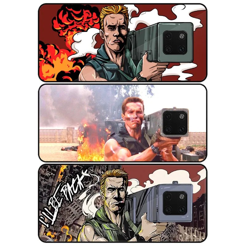 For Huawei Mate 20 Pro Case Schwarzenegger Printed Rocket Glass Cover pro Cartoon Fire Bag |