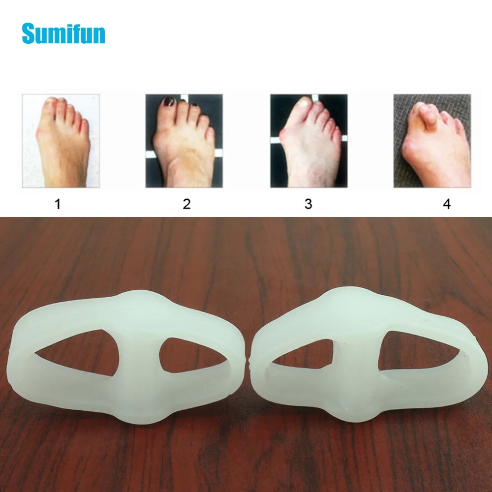 

2Pcs Two Hole Thumb Valgus Toe Separator Silicone Gel Foot Fingers Protector Big Finger Pedicure Foot Care Tool
