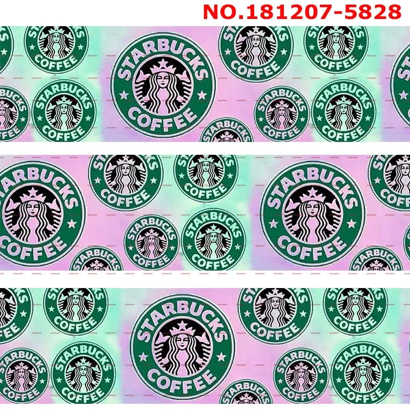 New 50 yards famous coffe store ribbon cartoon printed grosgrain 5827 | Дом и сад
