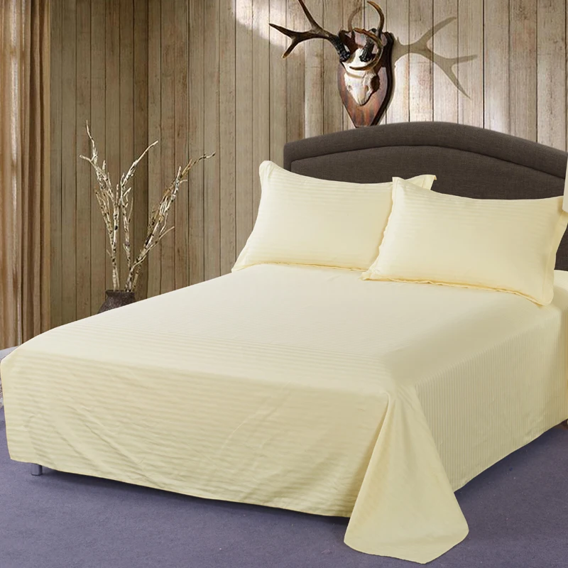 100% хлопок серый полосатый отель плоский лист Ультра мягкий простыня набор