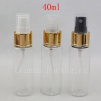 50pclot 40ml flat shoulder transparent bright gold spray bottlepet lotion points bottlingrefillable bottles