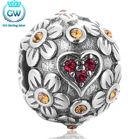 925 sterling silver flower ball beads love charm fit bracelet bangle for women gw brand jewelry gw brand x374