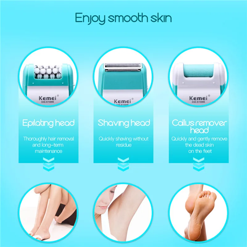 3In1 Lady Shaver Epilator Women Female Shaving Machine Body Face Hair Removal Depilatory Bikini Trimmer Electric Callus Remover | Бытовая