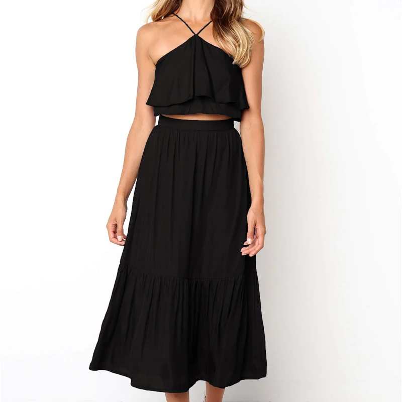 Женский комплект из двух предметов Missufe укороченный топ и юбка с высокой талией