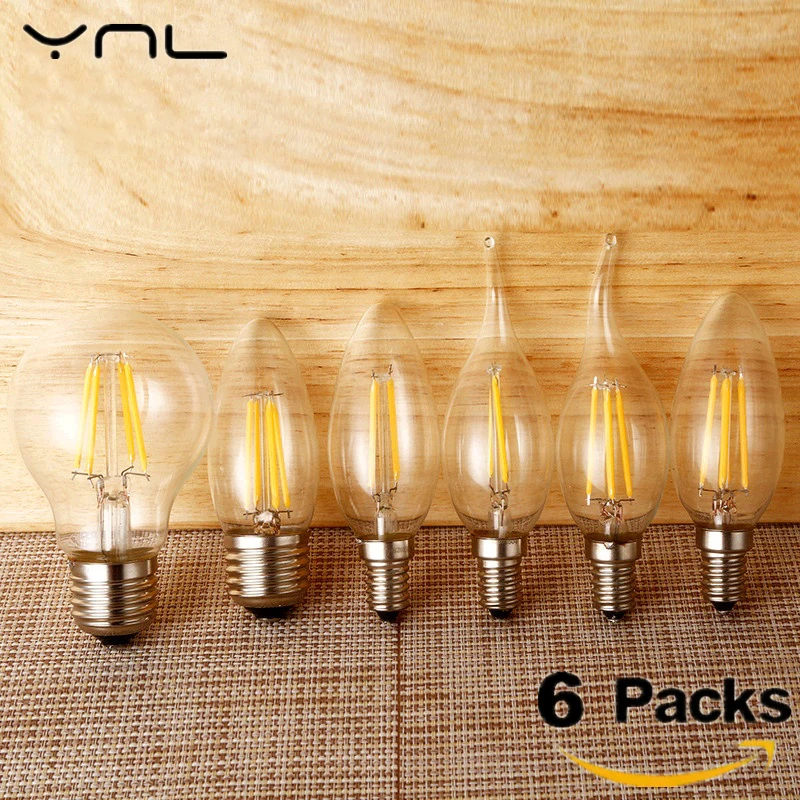 Винтажная Светодиодная лампа Эдисона C35 C35L E14 6 шт.|light bulb|bombillas ledled vintage |