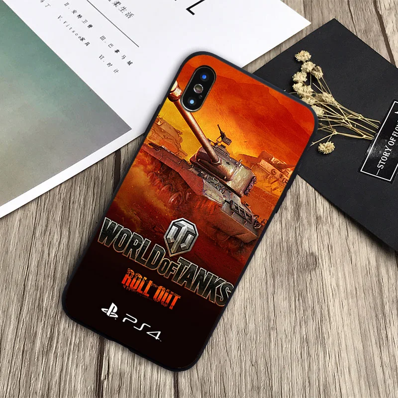 Мягкий силиконовый черный чехол для телефона world of танки iPhone 6 6plus 7 8plus 5 5S 5C SE X XS XR Max
