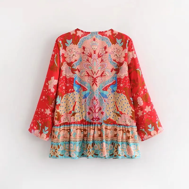 Для женщин Boho костюмы баски Топ хлопковая рубашка кардиган Блузка Лето