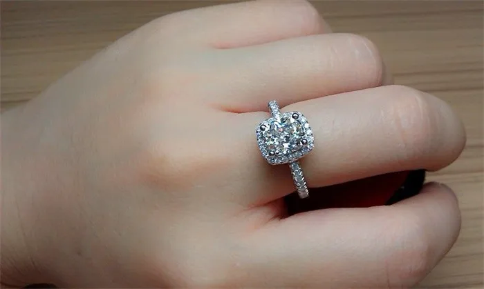 Женское кольцо из серебра 100% пробы с фианитом 4 карата|ring for women size|wedding rings women925