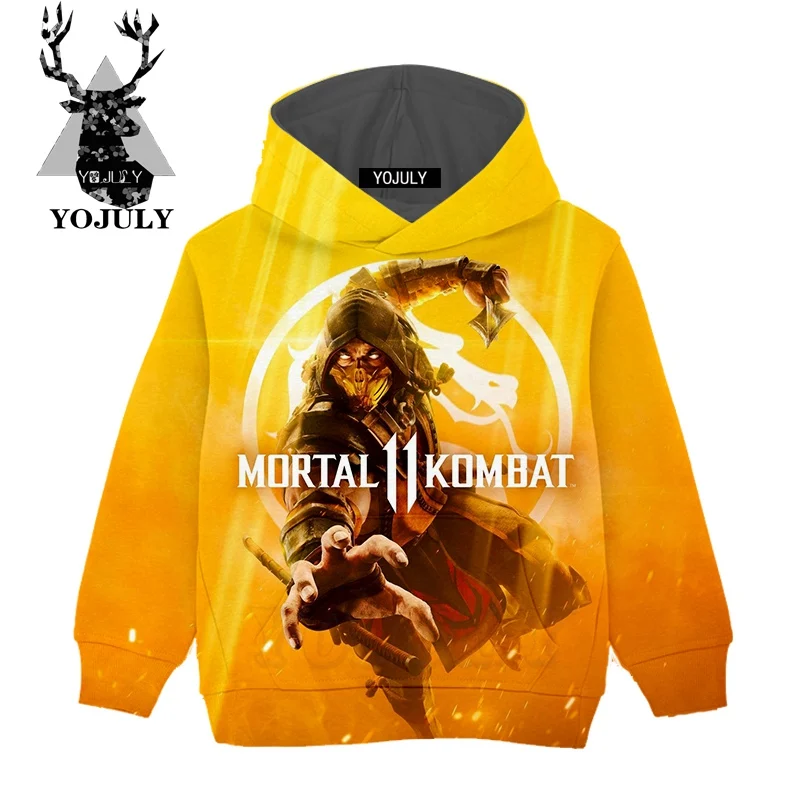 2 YOJULY/ толстовки с капюшоном для мальчиков и девочек толстовка с 3D принтом Kawaii Mortal Kombat 11 одежда с длинными рукавами Лидер продаж, Повседневный свитер C17 - Цвет: 2