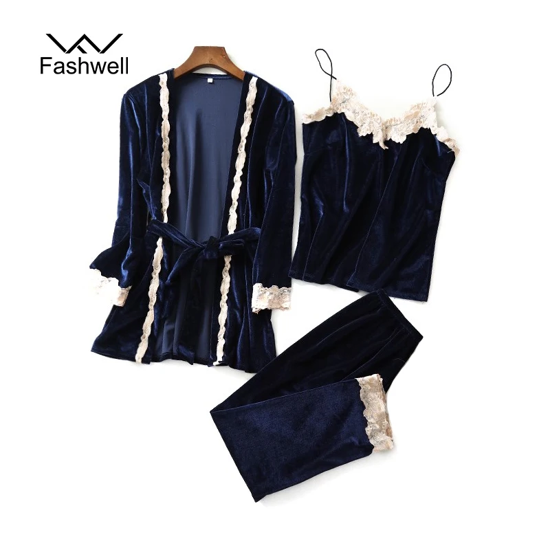 Fashwell женские сексуальные пижамы Пижамный костюм бархатные домашняя пижама